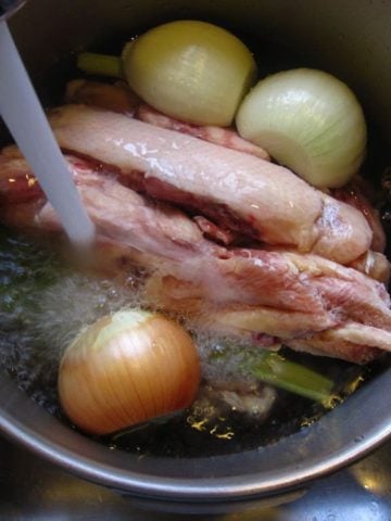 Pressure Cooker Chicken Stock - adding water to cover