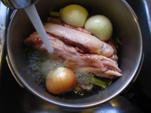 Pressure Cooker Chicken Stock - adding water to cover
