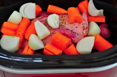 Layer 2 - carrots and onions scattered on top