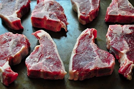 Salted lamb loin chops