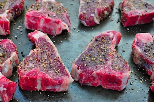 Salted lamb chops after resting