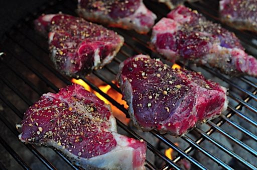 Lamb loin chops on the grill