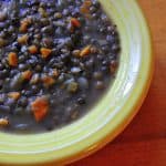 A bowl of pressure cooker French Lentils (Lentils du Puy)