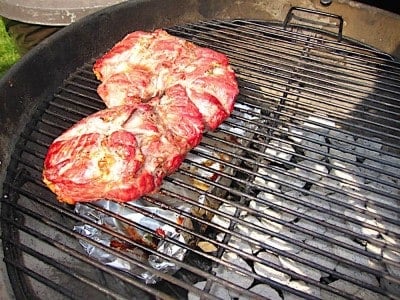 Lamb on one side, coals on the other