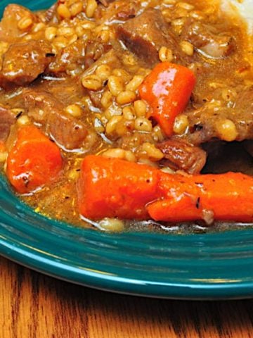 Pressure Cooker Lamb Stew with Guinness and Barley