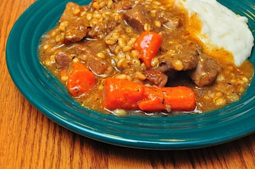 Pressure Cooker Lamb Stew with Guinness and Barley