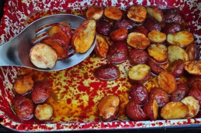 Potatoes are cooked -remove from the pan with a slotted spoon.