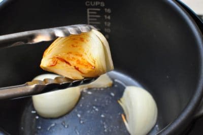 Browning the onions