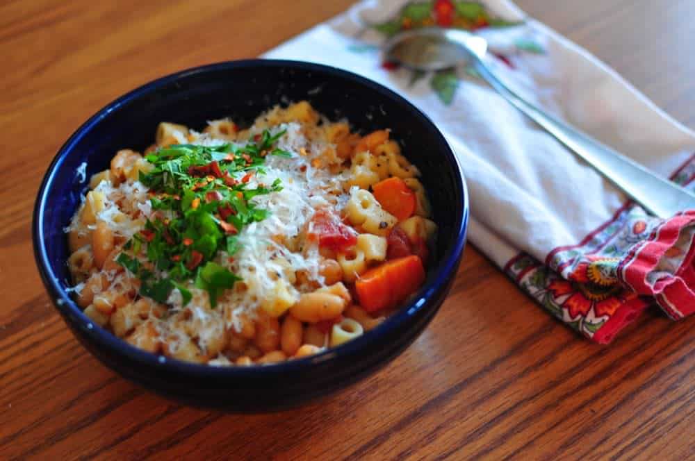 A bowl of pasta fagioli