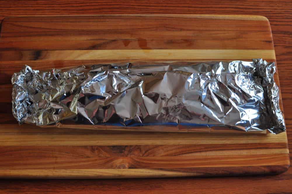 A wrapped foil pouch of green beans ready for the grill