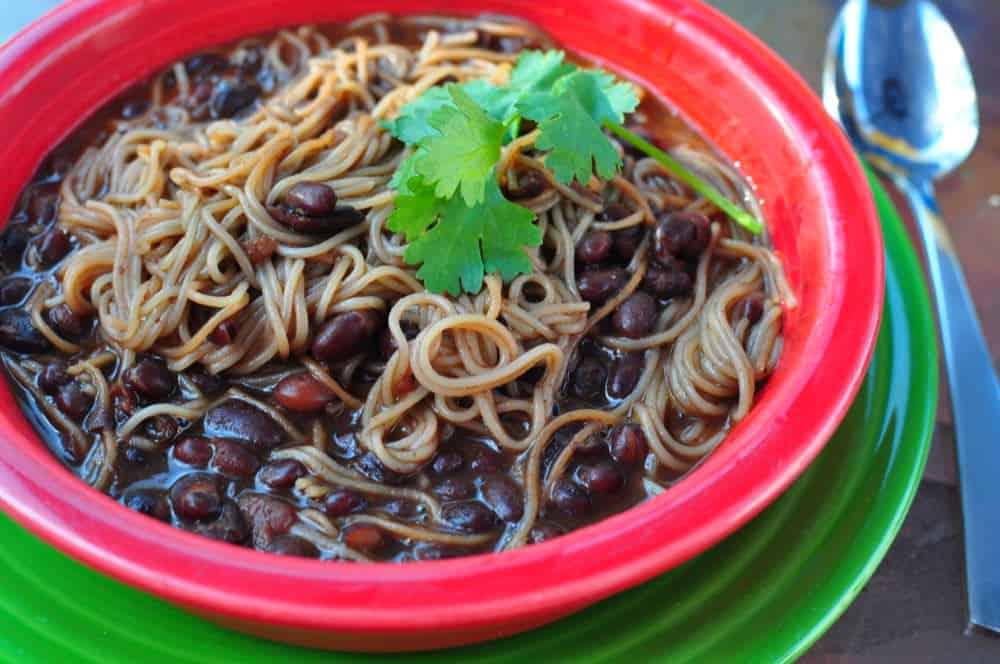 Pressure Cooker Mexican Black Bean and Noodle Soup Frijoles y Fideos DadCooksDinner