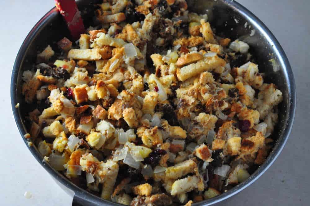 A bowl of mixed stuffing