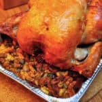 Rotisserie Capon with Chestnut Stuffing | DadCooksDinner.com