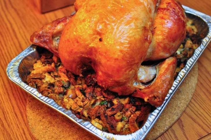 Rotisserie Capon with Chestnut Stuffing | DadCooksDinner.com