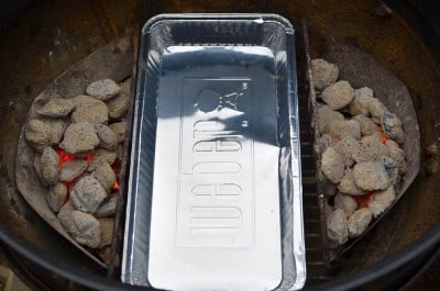 Set the grill for indirect heat, with a drip pan in the center