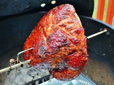 Ham on the rotisserie