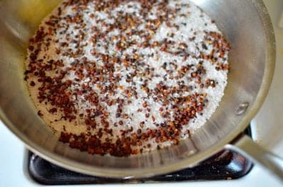 Sichuan Roasted Pepper Salt in pan just starting | DadCooksDinner.com