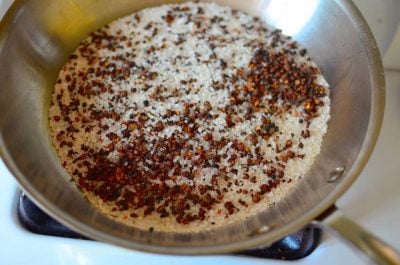 Sichuan Roasted Pepper-Salt done - salt turning grey | DadCooksDinner.com