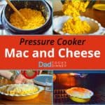 Collage of images showing the steps to make mac and cheese in a pressure cooker