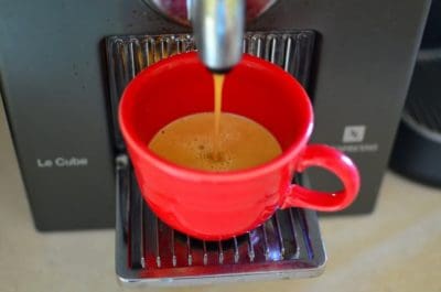 Brewing the espresso