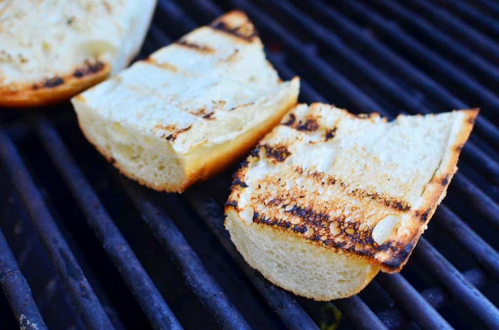 French bread toasted on the grill