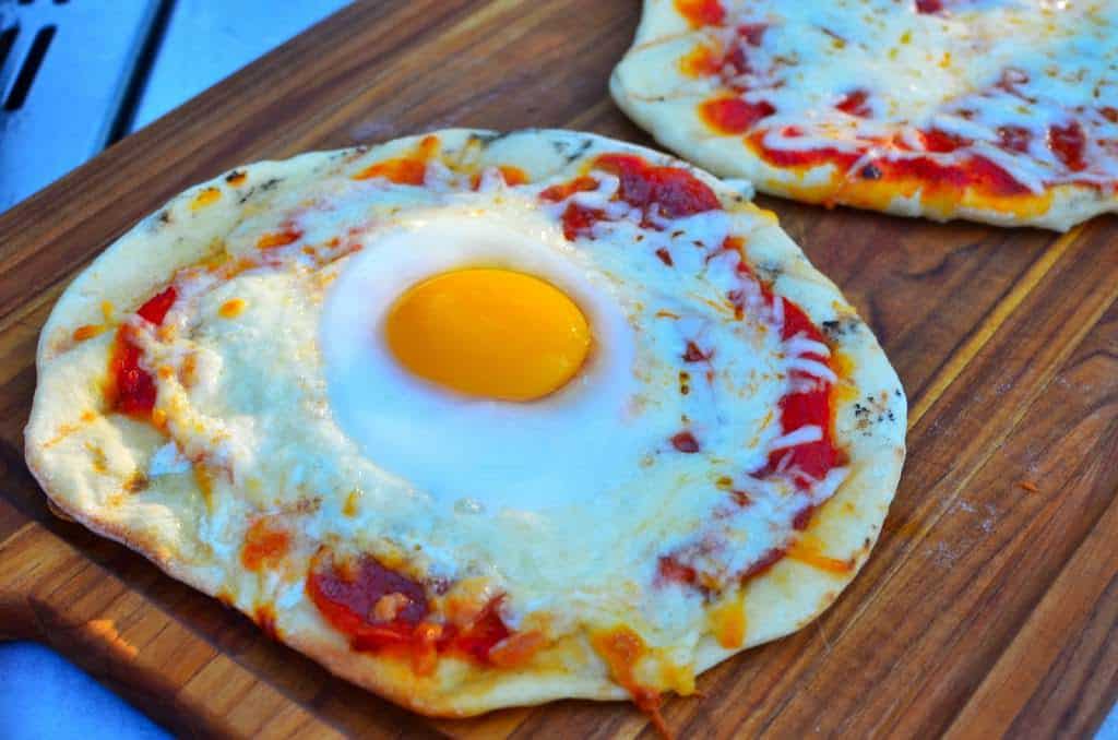 Grilled Pizza with Egg and Pepperoni - DadCooksDinner