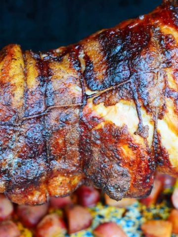 Rotisserie Pork Shoulder Roast with Carolina Mustard BBQ Sauce