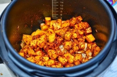 Pumpkin and spices, ready to pressure cook