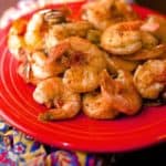 A plate of cooked shrimp