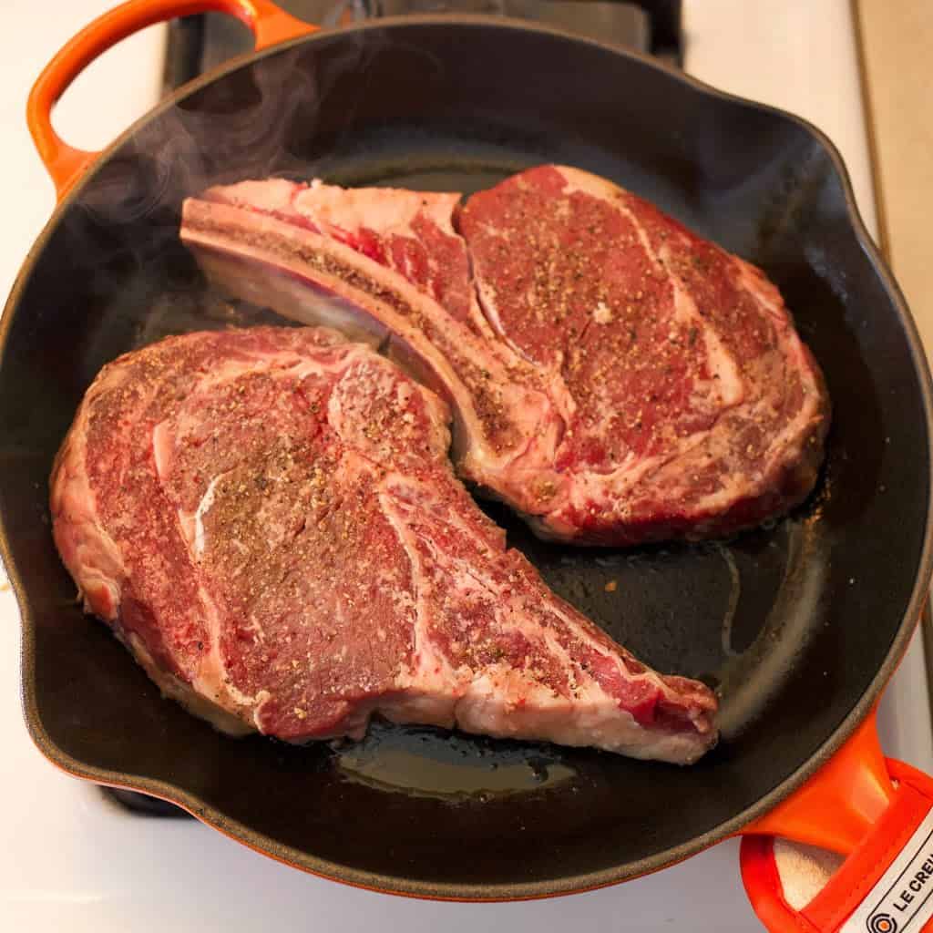 Cast Iron Ribeye, Pan-Seared and Herb Butter Basted - DadCooksDinner