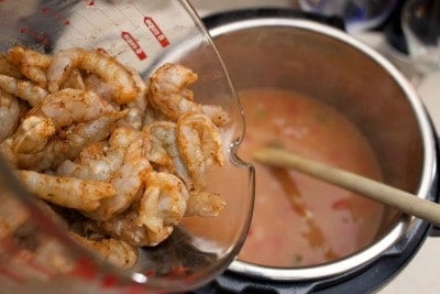 Adding the shrimp