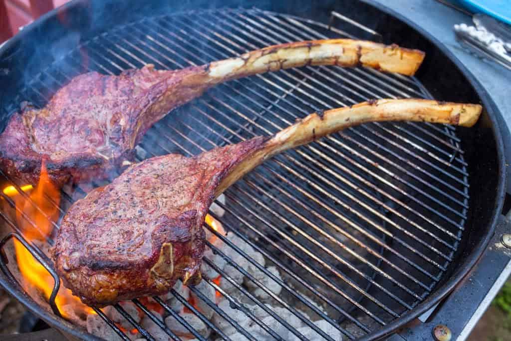 Grilled Tomahawk Steak Long Bone Ribeye Reverse Seared Dadcooksdinner