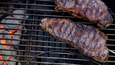 Grilled Thick Cut New York Strip Steaks, Sear and Move Style