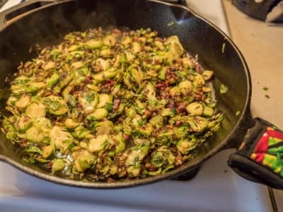 Shaved Brussels Sprouts with Bacon and Honey