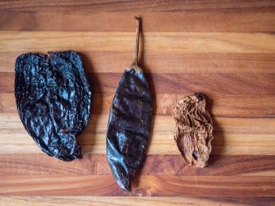 L to R: Ancho, Guajillo, Chipotle