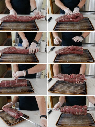 Why fold a beef tenderloin for the rotisserie?