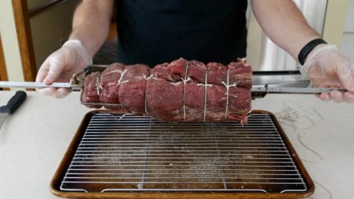 Trussed and on the spit