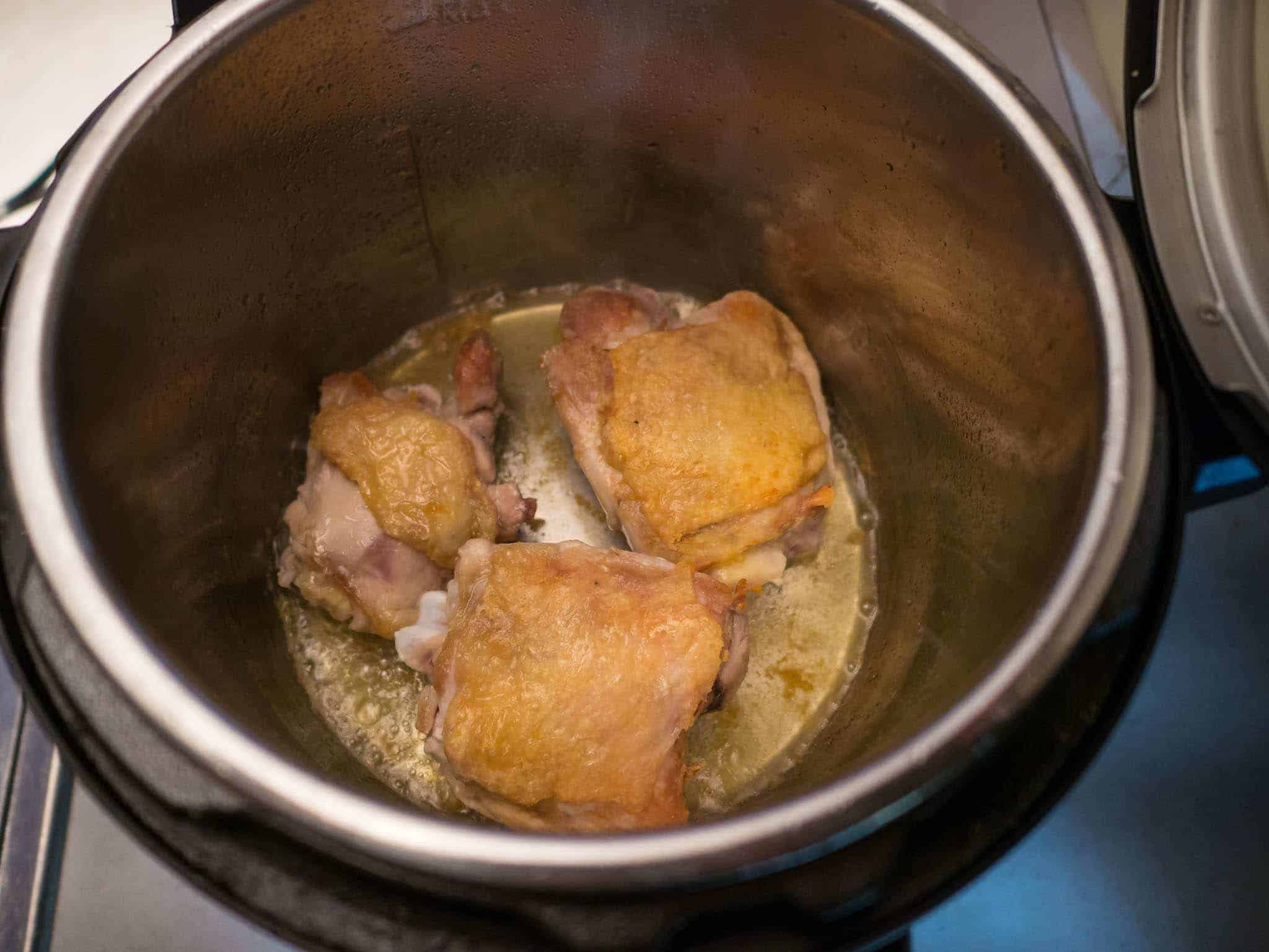Browning chicken thighs in an Instant Pot