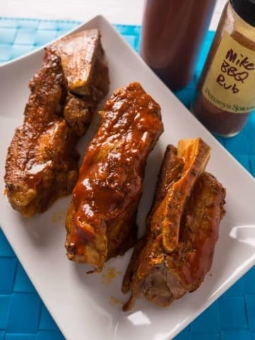 Pressure Cooker Pork Western Shoulder Ribs with Barbecue Rub and Sauce