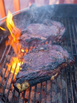 Grilled Teriyaki Ribeye Steaks, Reverse Seared