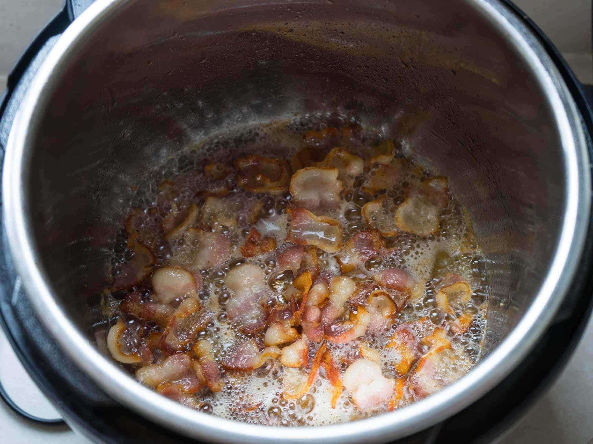 Bacon sizzling in an Instant Pot