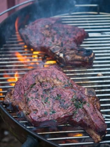 Grilled Cowboy Ribeye Reverse Seared | DadCooksDinner.com