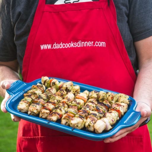 Grilled Chicken Kebabs With Italian Salsa Verde | DadCooksDinner.com