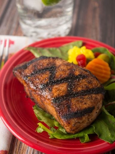 Grilled New York Pork Chops with West Indies Spice Rub | DadCooksDinner.com