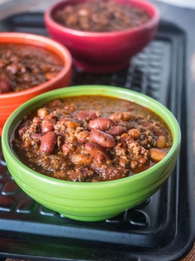 Pressure Cooker Quick Chili with Canned Beans | DadCooksDinner.com