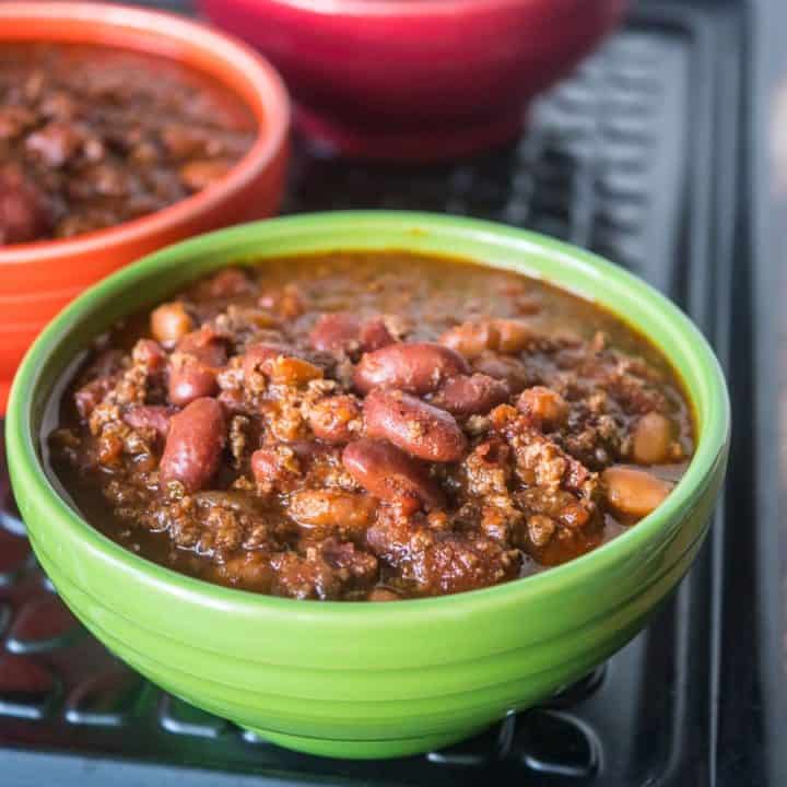 Pressure Cooker Quick Chili with Canned Beans DadCooksDinner