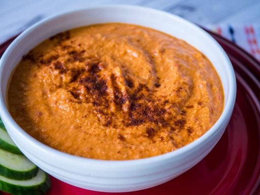 Pressure Cooker Red Pepper Hummus | DadCooksDinner.com