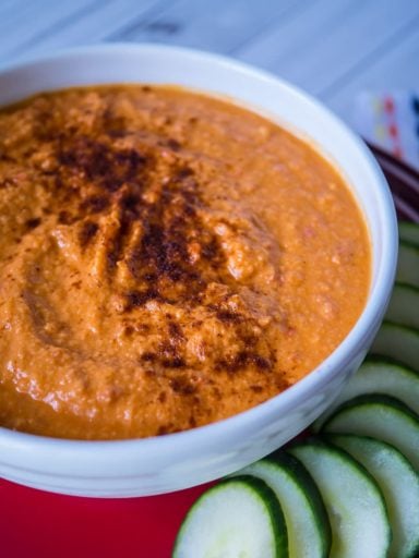 Pressure Cooker Red Pepper Hummus | DadCooksDinner.com