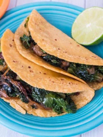 Pressure Cooker Kale Tacos with Caramelized Onions | DadCooksDinner.com