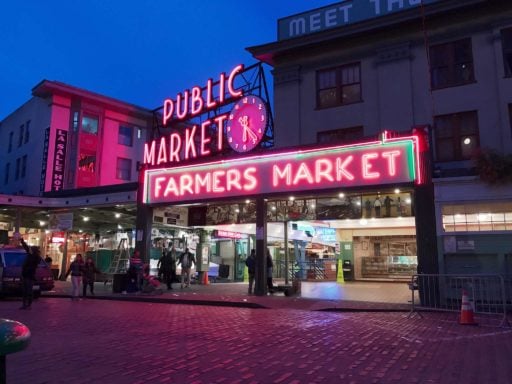 Pike Place Market at night